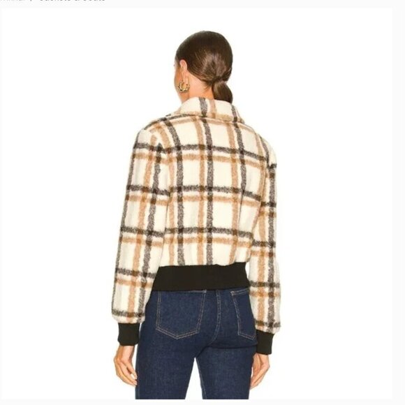 NWOT Jonathan Simkhai Standard Pia Plaid Jacket Wool Blend Sherpa - Picture 7 of 12